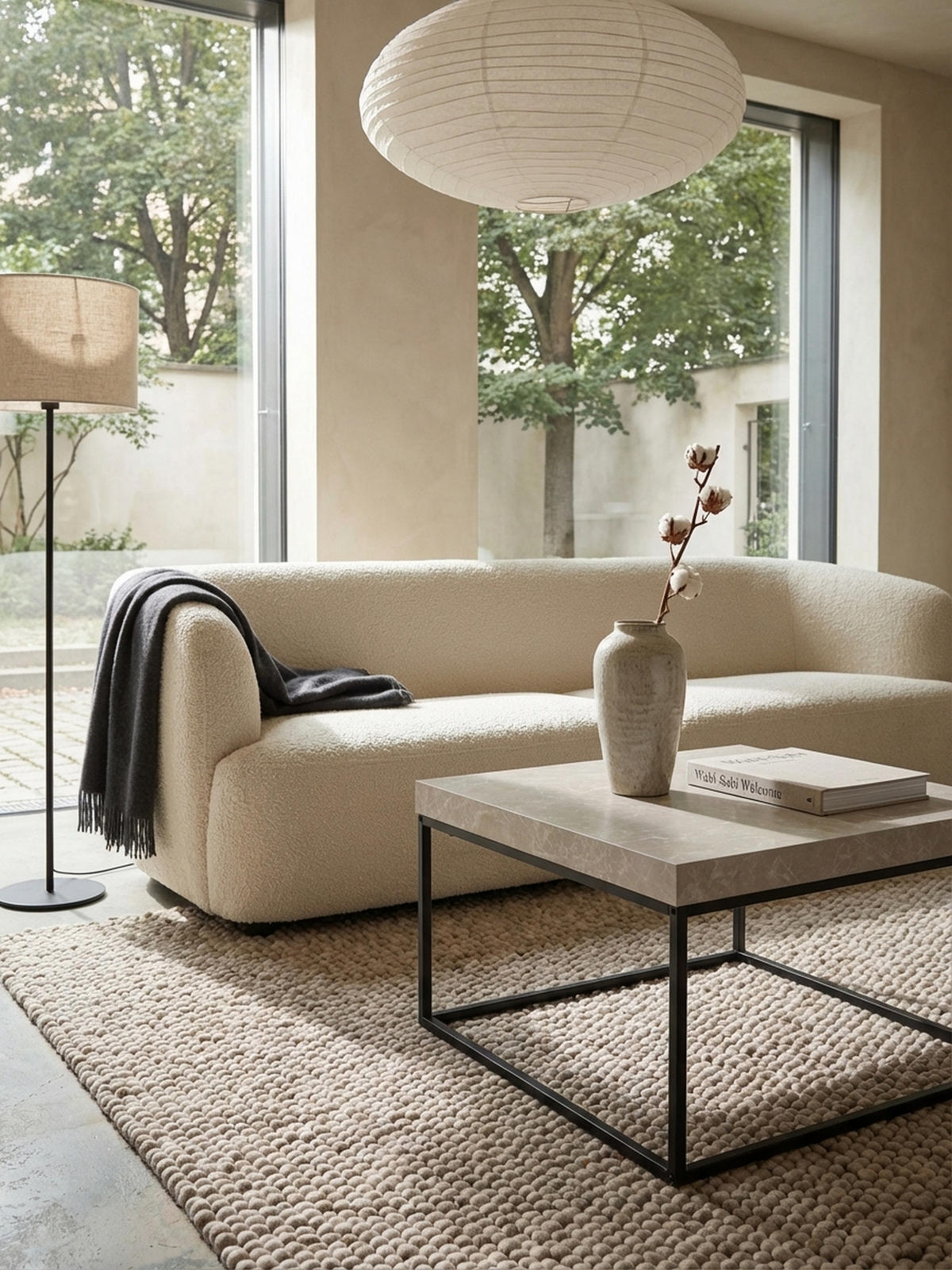 COUCHTISCH in Stein-Optik mit Metallbeinen im modernen Design, Beige 60x60x38 cm - Beige/Schwarz, Holzwerkstoff/Metall (60/60/38cm) - KADIMA DESIGN