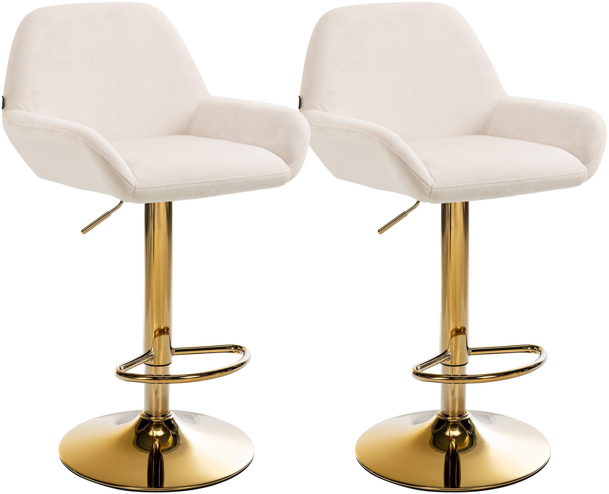 BARHOCKER 2er Set Samt creme - Goldfarben/Creme, Textil/Metall (51/89/52cm) - CLP