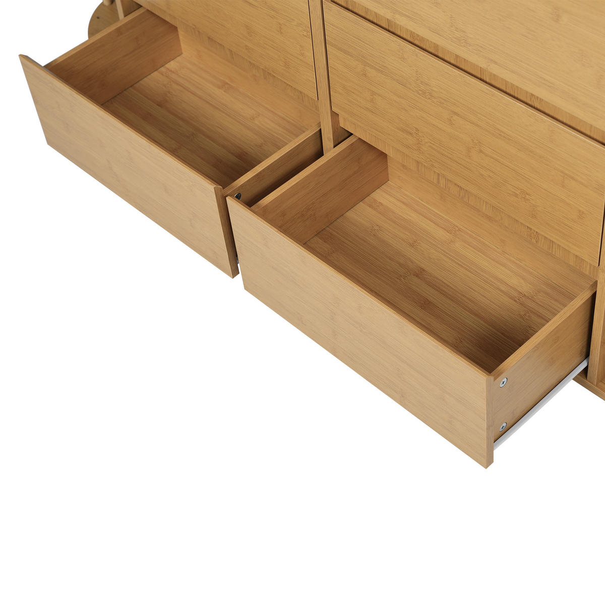 KOMMODE DE-37498 160/40/75 cm mit Säulen und Bambus-Regalen Eiche - Eichefarben, Holzwerkstoff (160/75/40cm) - ComfortXL