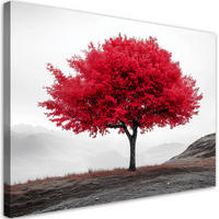 LEINWANDBILD Rote Baumlandschaft 60x40cm - Rot, Textil (60/40cm) - Feeby