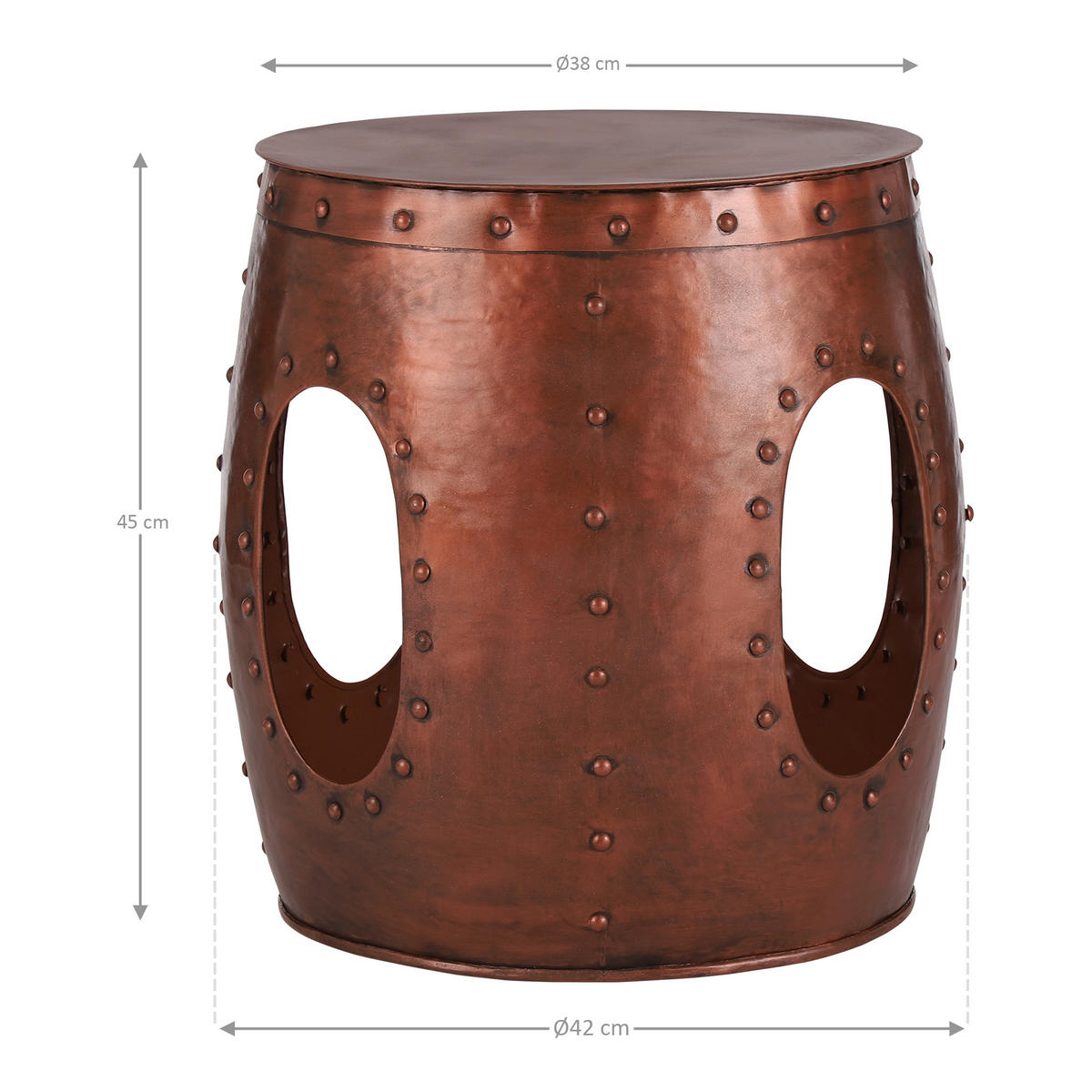 BEISTELLTISCH rund Ø38x45 cm Kupferfarbe Unikat aus Metall - Braun, Metall (45/38/45cm) - WOMO-DESIGN