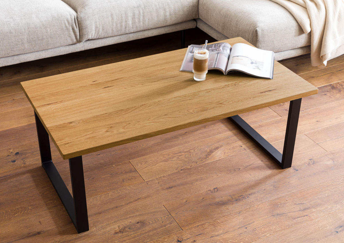 COUCHTISCH Wildeiche 120x65x45 natur geölt LINDAU #02 - Braun, Holz (120/65/45cm) - Massivmoebel24