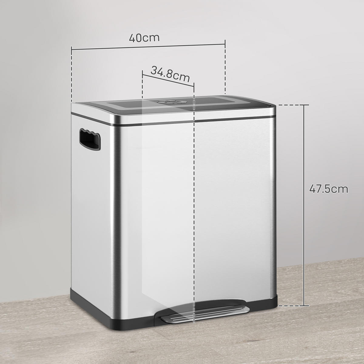 ABFALLEIMER Silberfarben 1 Stück - Silberfarben, Metall (34.8/47.5/40cm) - GiPP