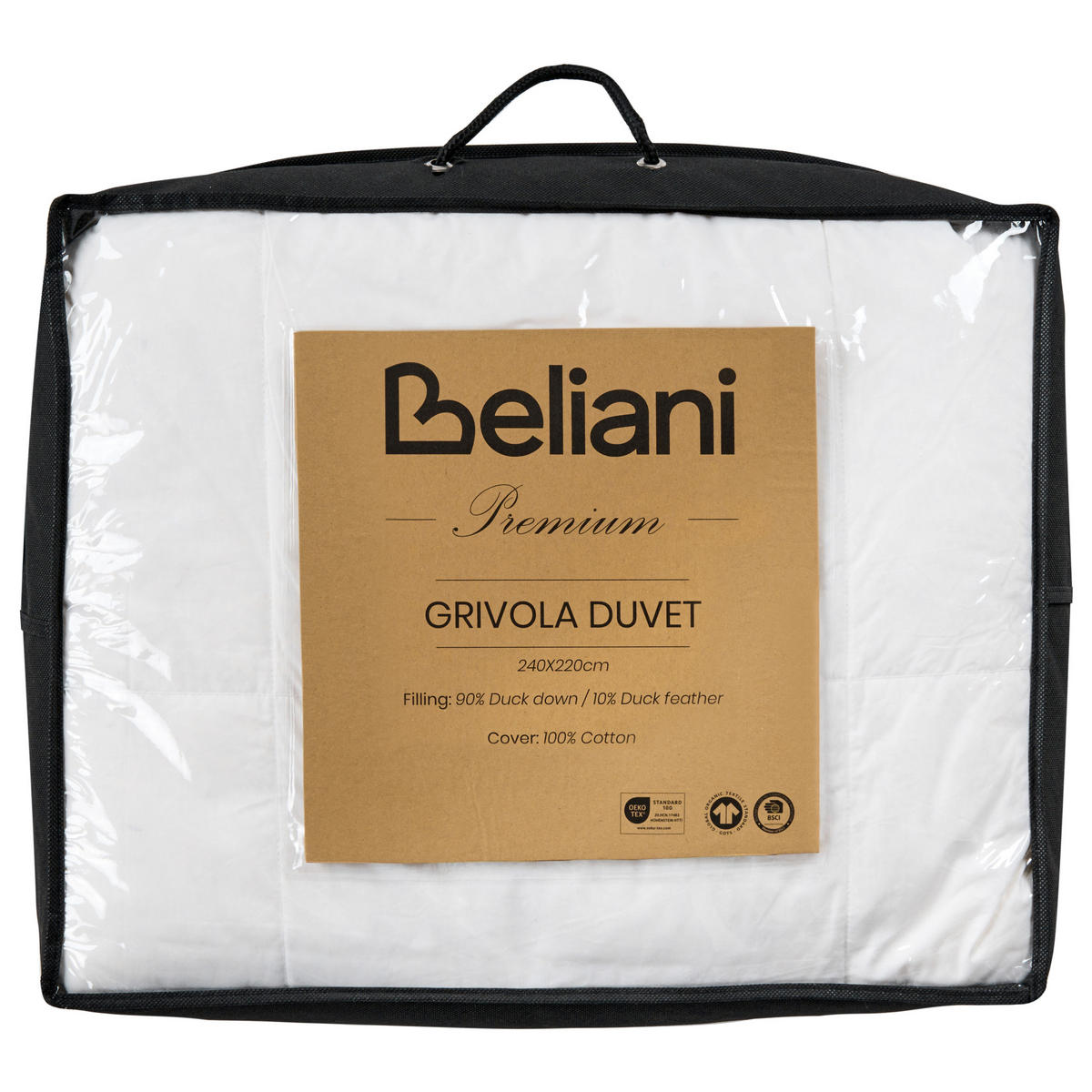 PŘIKRÝVKA Kachní prachové peří Extra Teplá 220/240 cm Grivola - bílá, textil (220/240cm) - Beliani