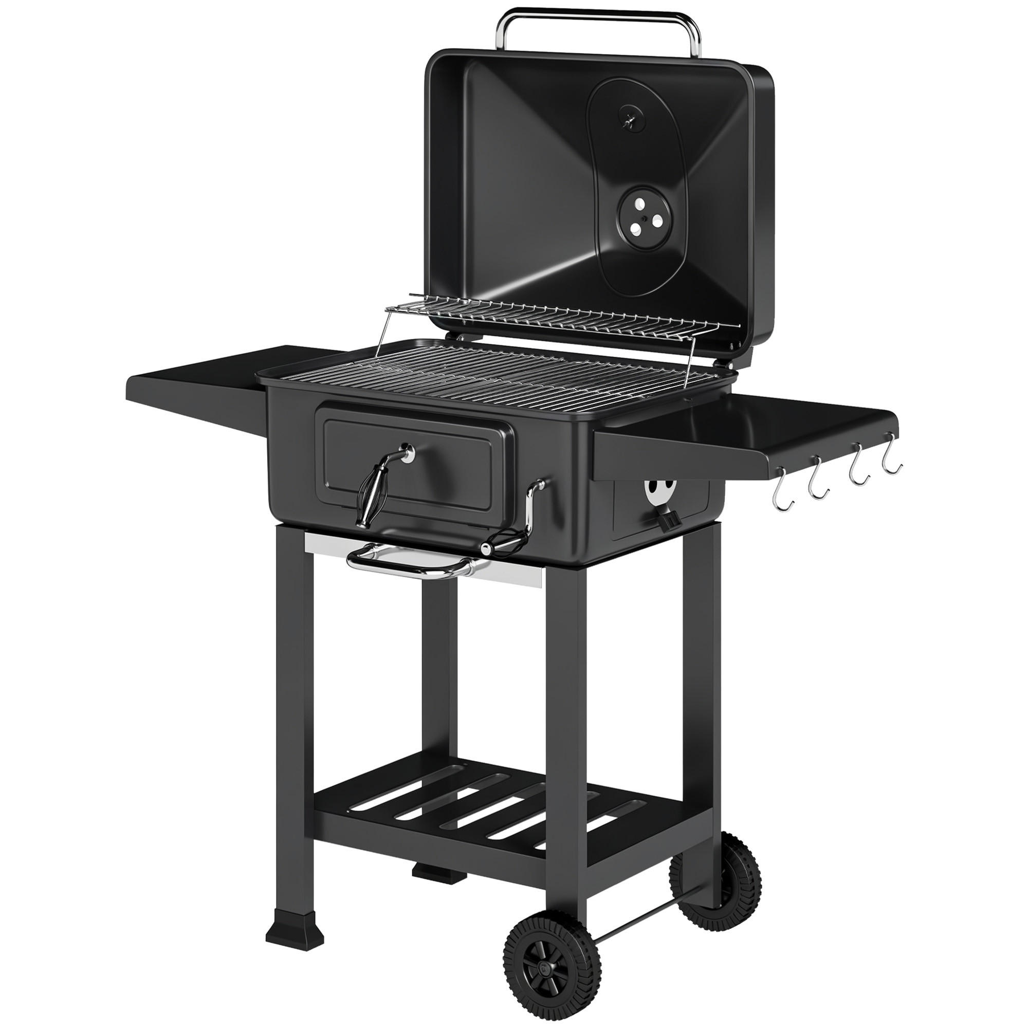 Outsunny Holzkohlegrill Schwarz 63x101.5x112 cm