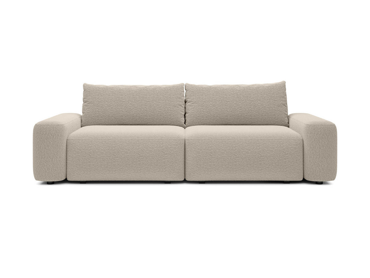 BETTSOFA RUOTA Beige Bucle-Stoff mit Schlaffunktion - Beige, Textil (105/87/257cm) - MASSENO