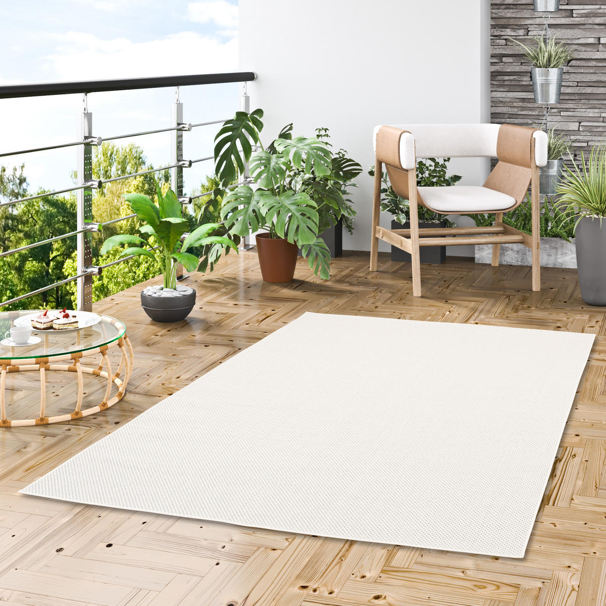IN & OUTDOOR TEPPICH FLACHGEWEBE VALENCIA MIX - Creme, Textil (80/150cm) - Pergamon