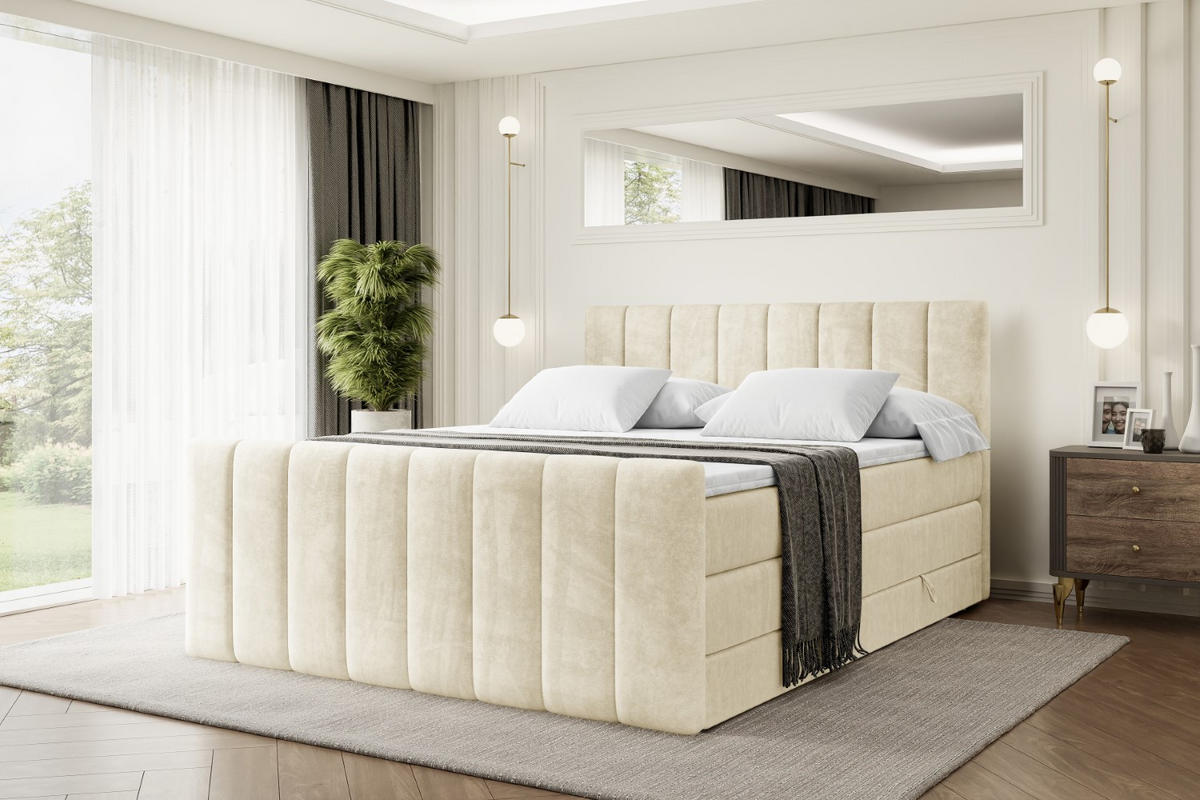 BOXSPRINGBETT OTTA-Z KING - 200x200 - H3/H4 - Beige - Beige, Holzwerkstoff (200/200cm) - ALTDECOR