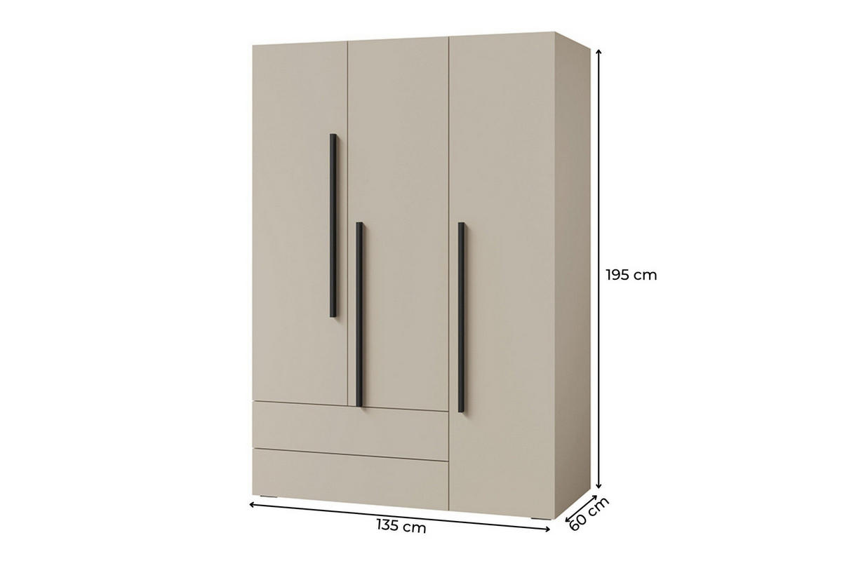 KINDERKLEIDERSCHRNAK LIMA 01 135/195/60 cm in Kaschmir - Kaschmir, Holzwerkstoff (135/195/60cm) - Deine Möbel 24