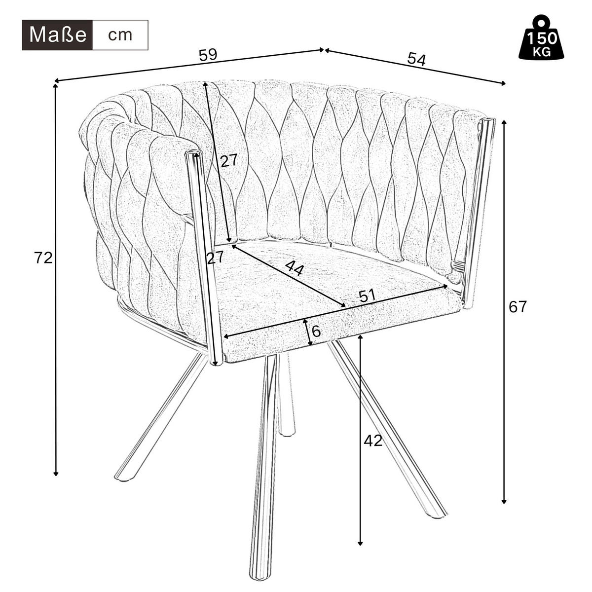 ESSZIMMERSTUHL 4er-Set Grau mit 360°-Drehfunktion - Grau, Textil (59/72/54cm) - MIVRAY