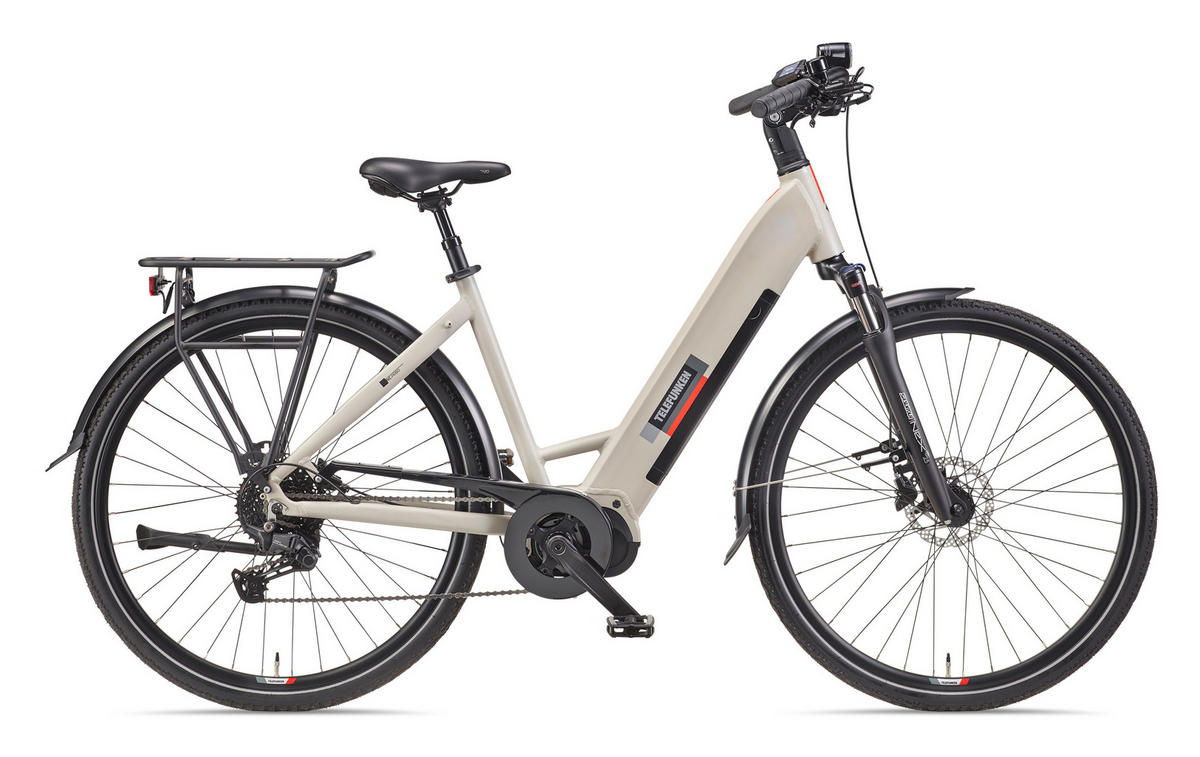 E-BIKE Cityrad RC680 Elektrofahrrad 28 Zoll Mittelmotor 10-Gang Kettenschaltung 705,6 Wh Pedelec - Grau, Metall (115cm) - Telefunken