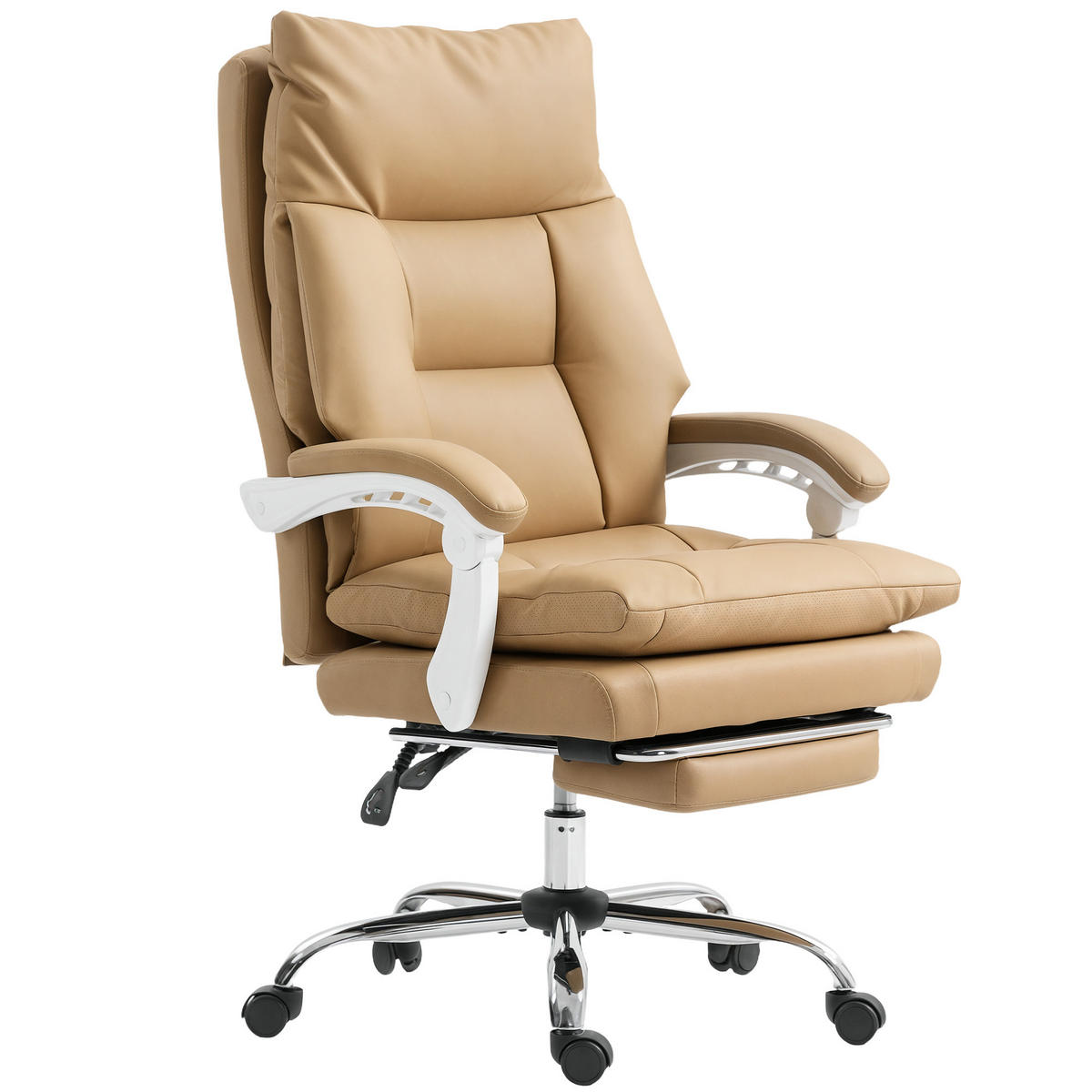 BÜROSTUHL DE-05071 Mit Lendenwirbelstütze & Fußstütze Hellbraun - Braun, Metall (65/121/76cm) - ComfortXL
