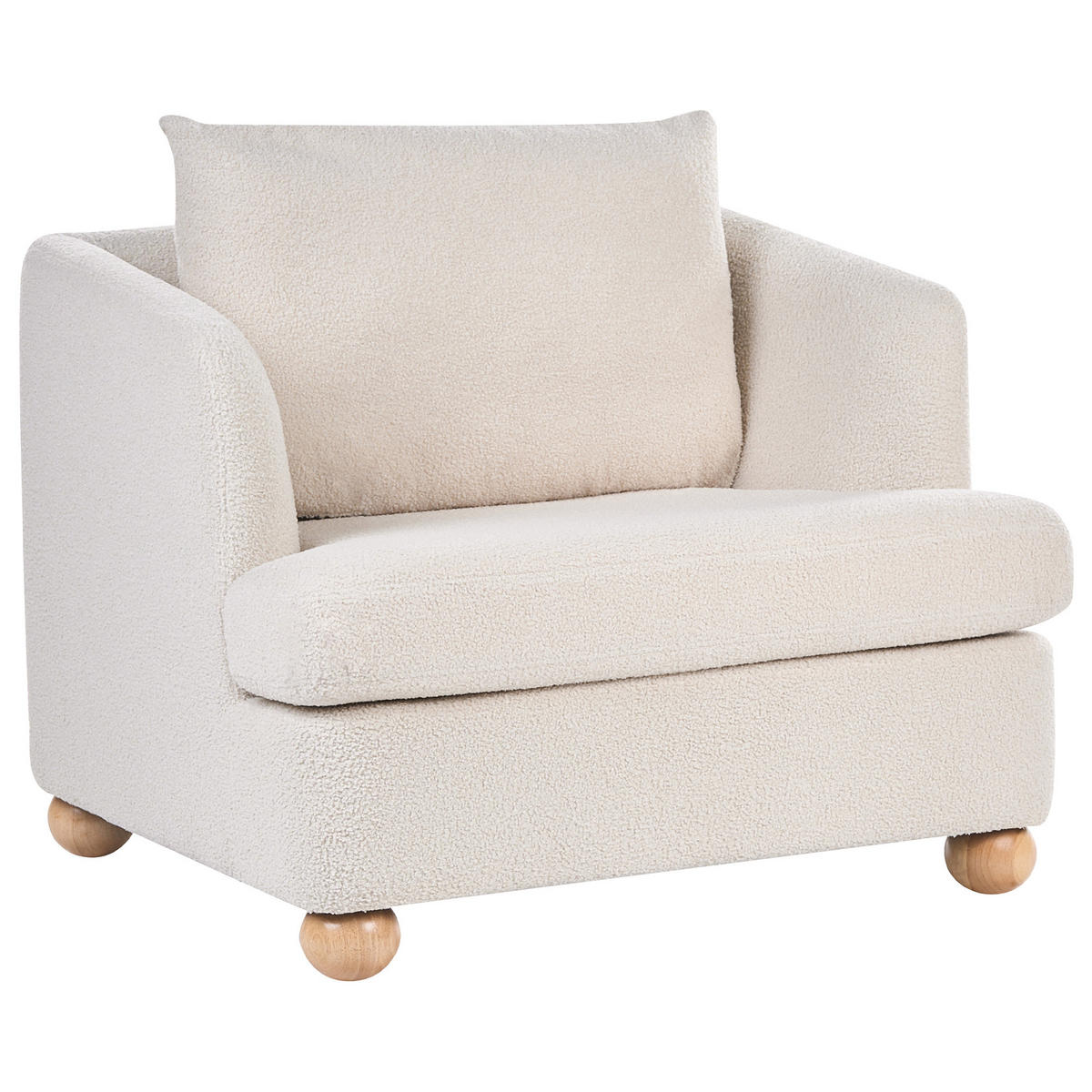 SESSEL Bouclé Cremeweiß Rattvik - Hellbraun/Weiß, Textil (98/86/82cm) - Beliani