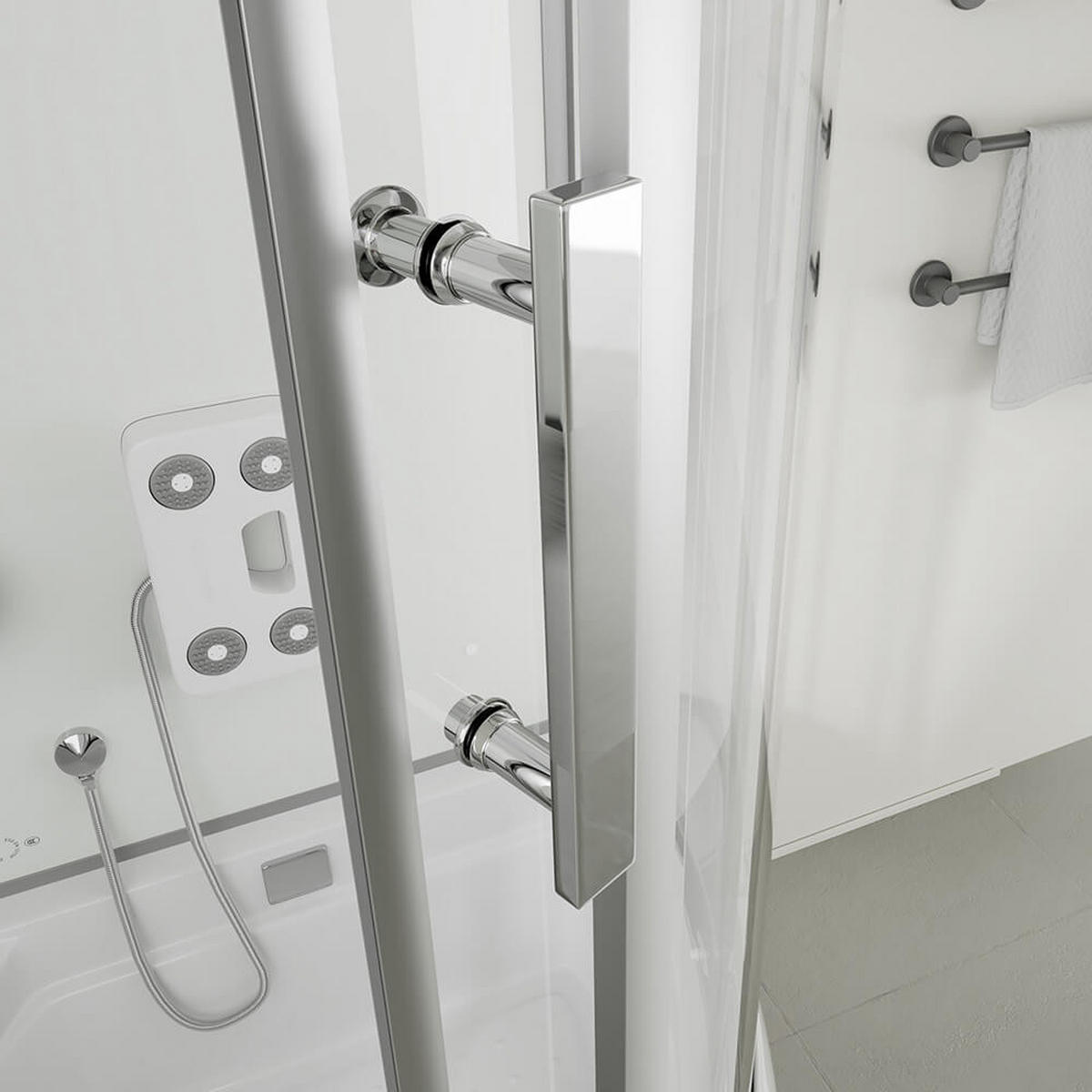 DUSCHKABINE ALLIN 2IN1 - Seitenauslage: Rechts, Farbe: Weiß - Weiß, Glas (90cm) - Home Deluxe
