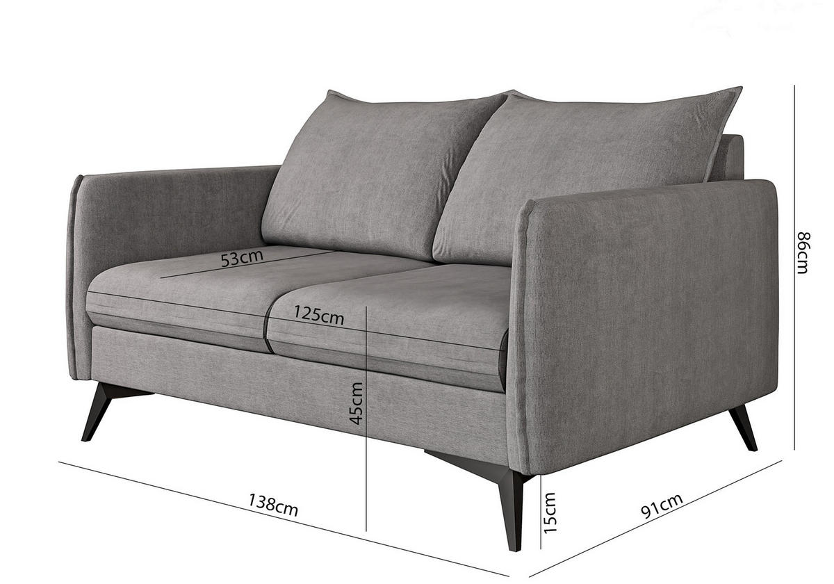SITZGARNITUR 3+2+1 Pulse Grau Luxusmikrofaser - Schwarz/Grau, Holz/Textil (199/86/91cm) - S-Style Möbel