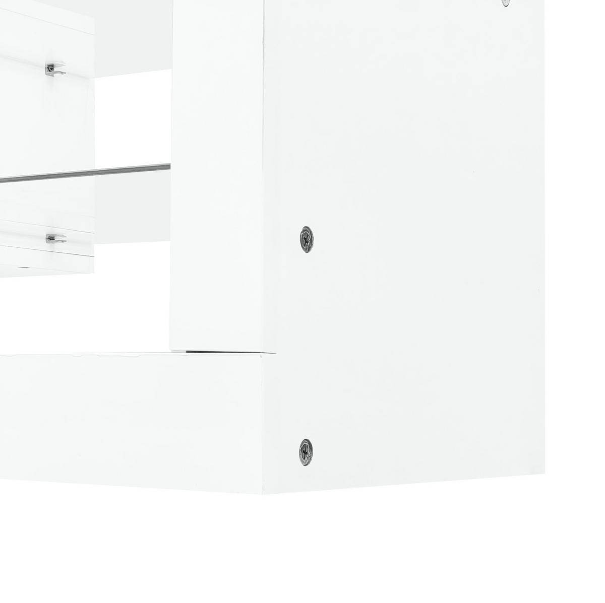 TV-LOWBOARD aus Spanplatte 181x38x38 cm Weiß mit LED-Beleuchtung, Glasfront und 2 Klappschubladen - Weiß, Holzwerkstoff (181/38/38cm) - IVMEU