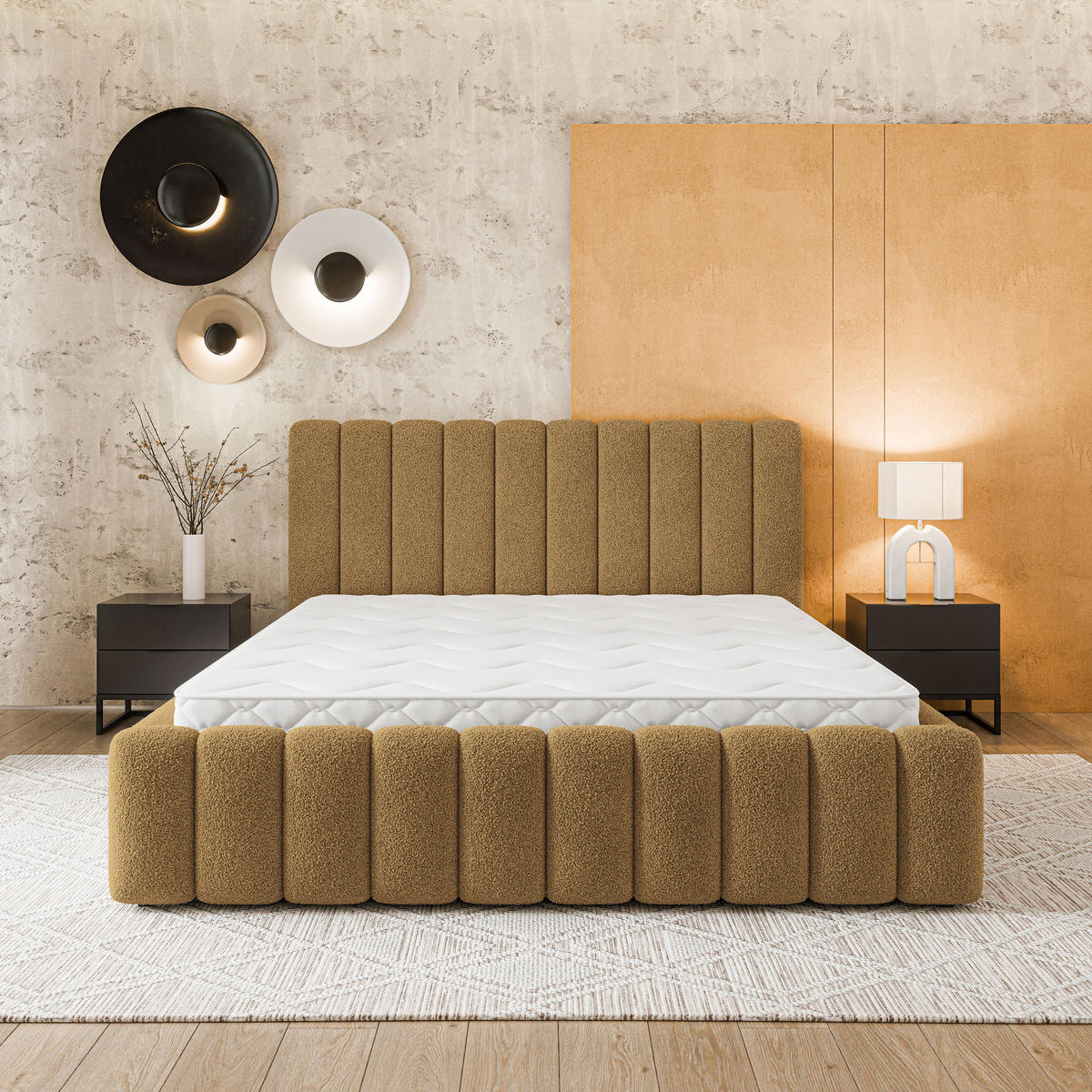 POLSTERBETT DINESE Q 120x200 cm mit Bettkästen - Orange - Orange, Holz (120/200cm) - MASSENO