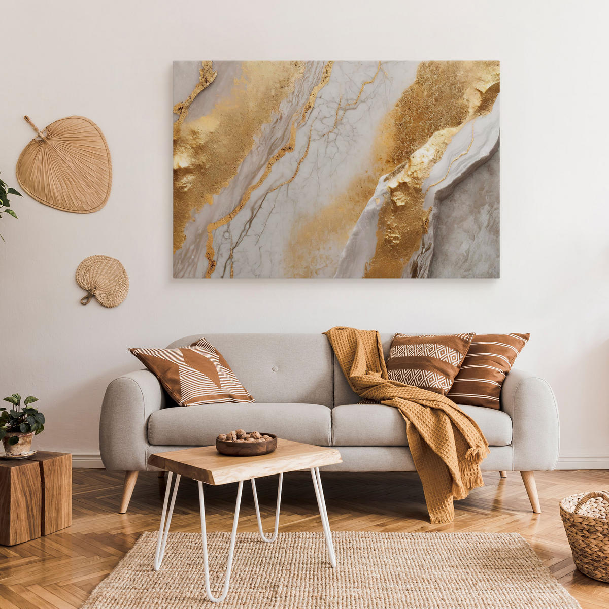 WANDBILD Abstraktion MARMOR Glamour 3D Effekt 40/30 cm - Weiß/Grau, Textil (40/30cm) - Muralo