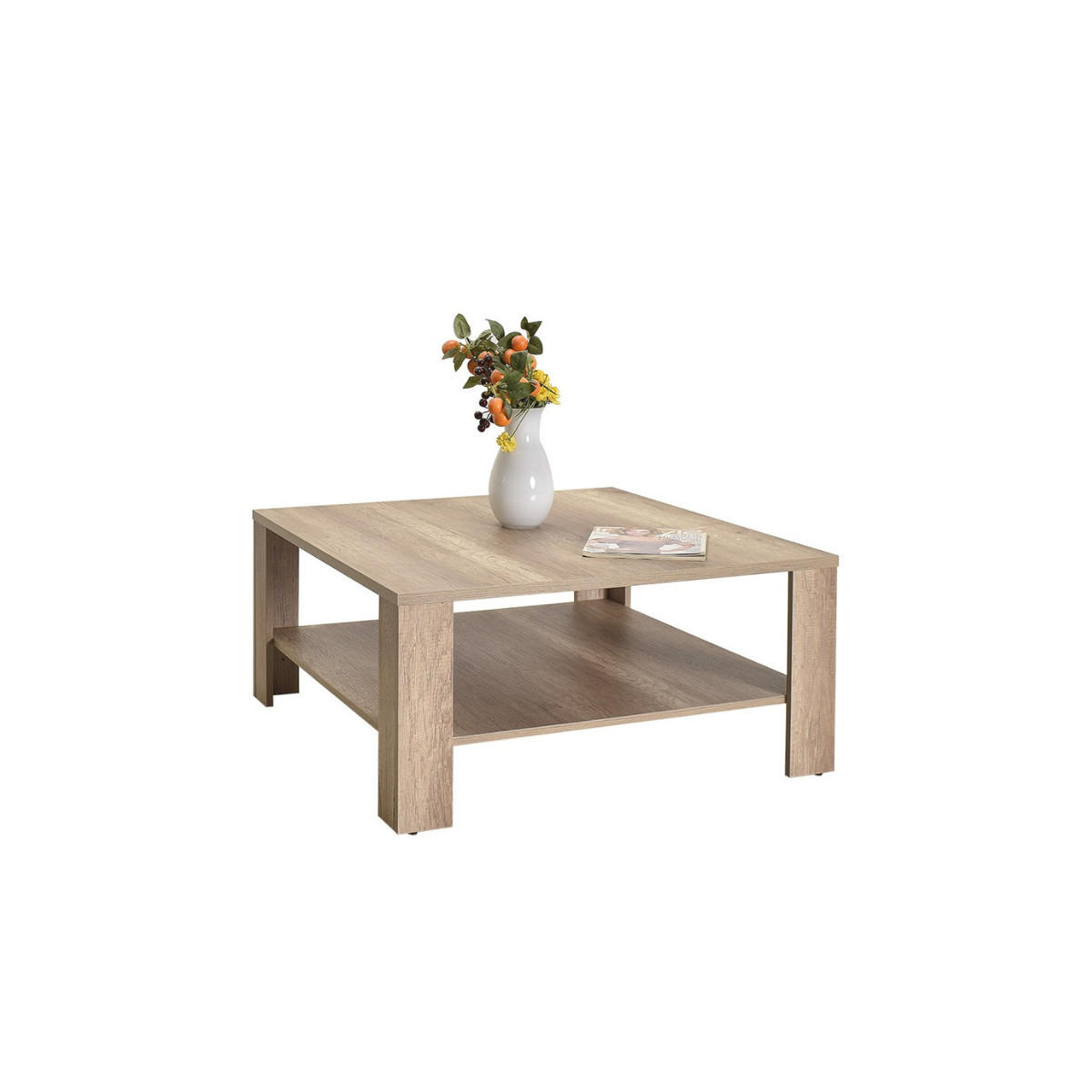 COUCHTISCH mit Ablagefach - lena 90/90/42 cm - Walnussfarben, Holzwerkstoff (90/90/42cm) - Calicosy