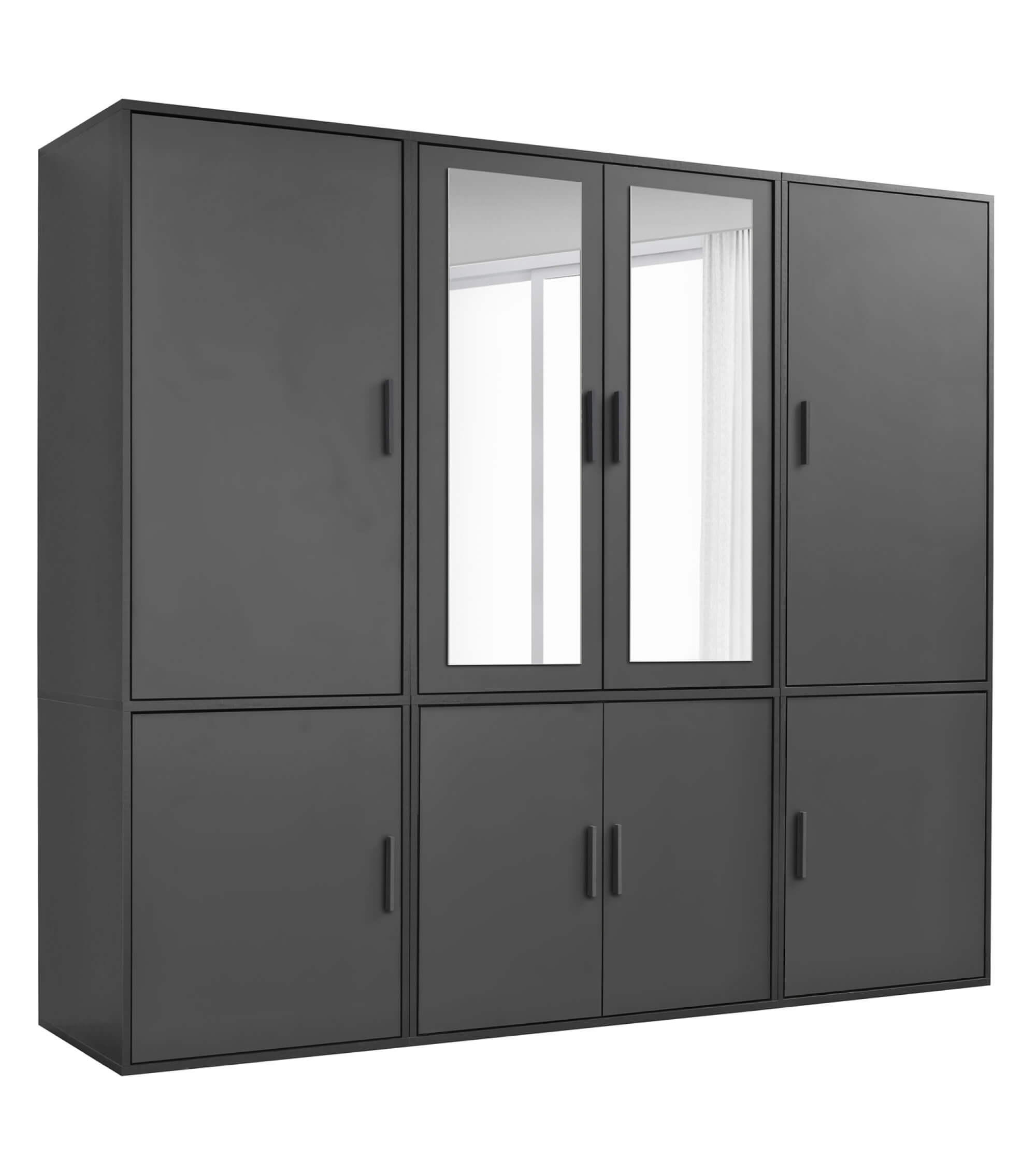 KLEIDERSCHRANK mit Spiegel Der Grenzenlose - Anthrazit, Holzwerkstoff (210/187/58cm) - Mokebo