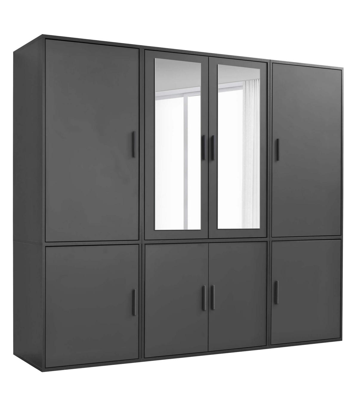 KLEIDERSCHRANK mit Spiegel Der Grenzenlose - Anthrazit, Holzwerkstoff (210/187/58cm) - Mokebo