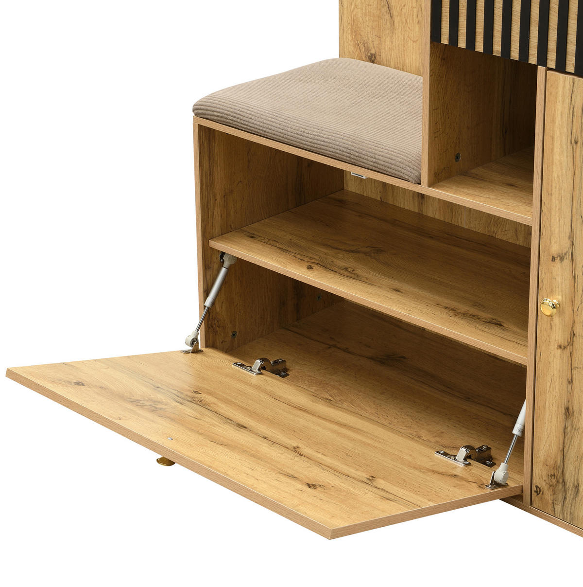 GARDEROBE 110/185,5/37 cm Schwarz/Natur aus MDF mit Spiegel - Schwarz, Holzwerkstoff (37/185.5/110cm) - OKMYHOME