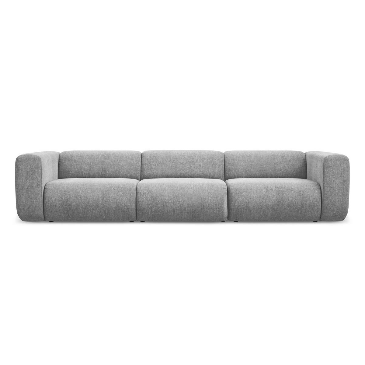 4-SITZER-SOFA Chenille Stoff Grau - Hellgrau/Schwarz, Kunststoff/Textil (319/70/89cm) - LaMiaSofa