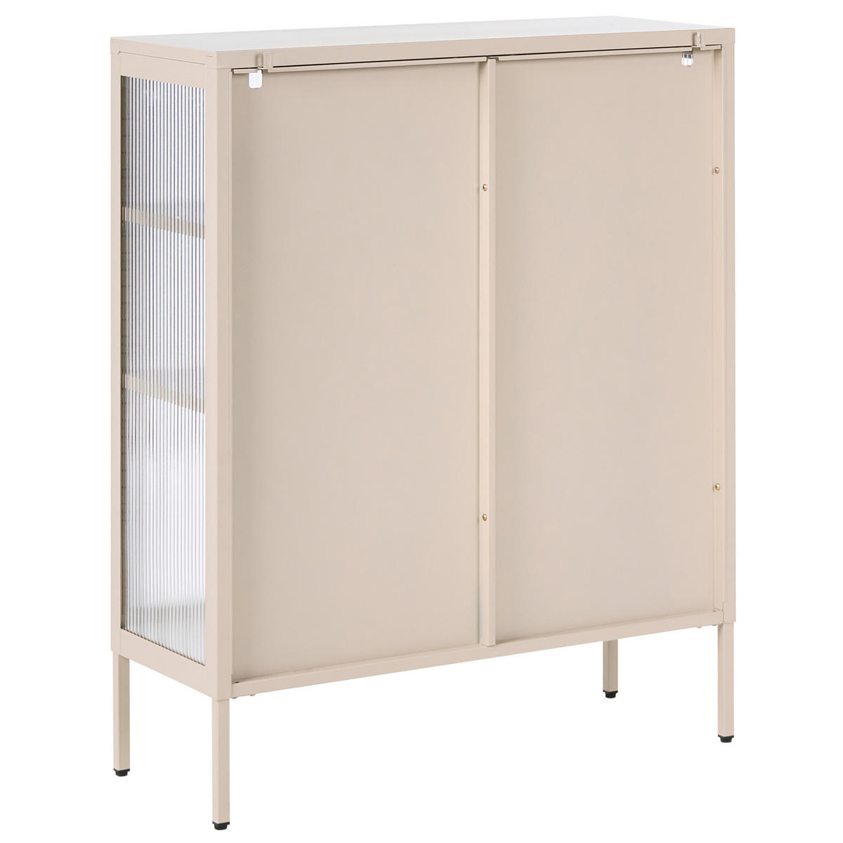 SIDEBOARD mit Glastüren Metall 90 cm Beige Lerryn - Beige, Metall (90/111/35cm) - Beliani