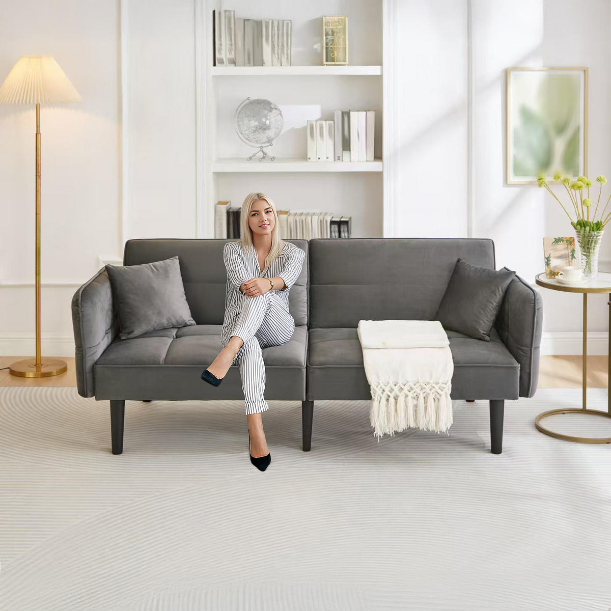 SOFA 2-Sitzer 176/78/76 cm Antikgrau - Grau, Textil (78/76/176cm)