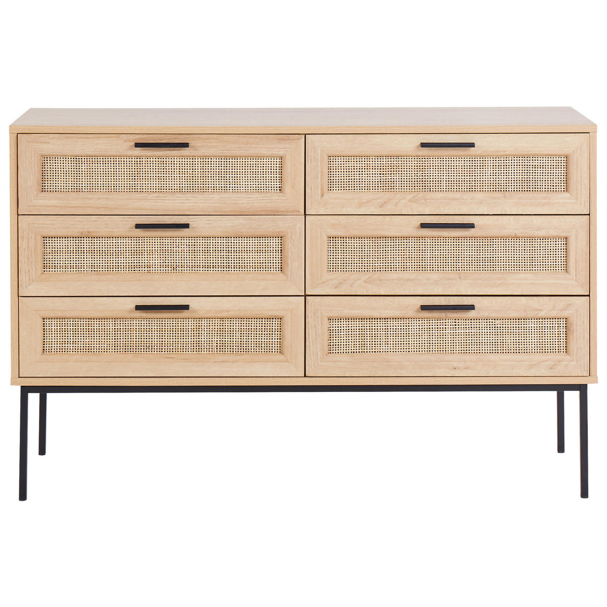 KOMODA s 6 zásuvkami Světle hnědá Pasco - hnědá, kompozitní dřevo (120/77/40cm) - Beliani