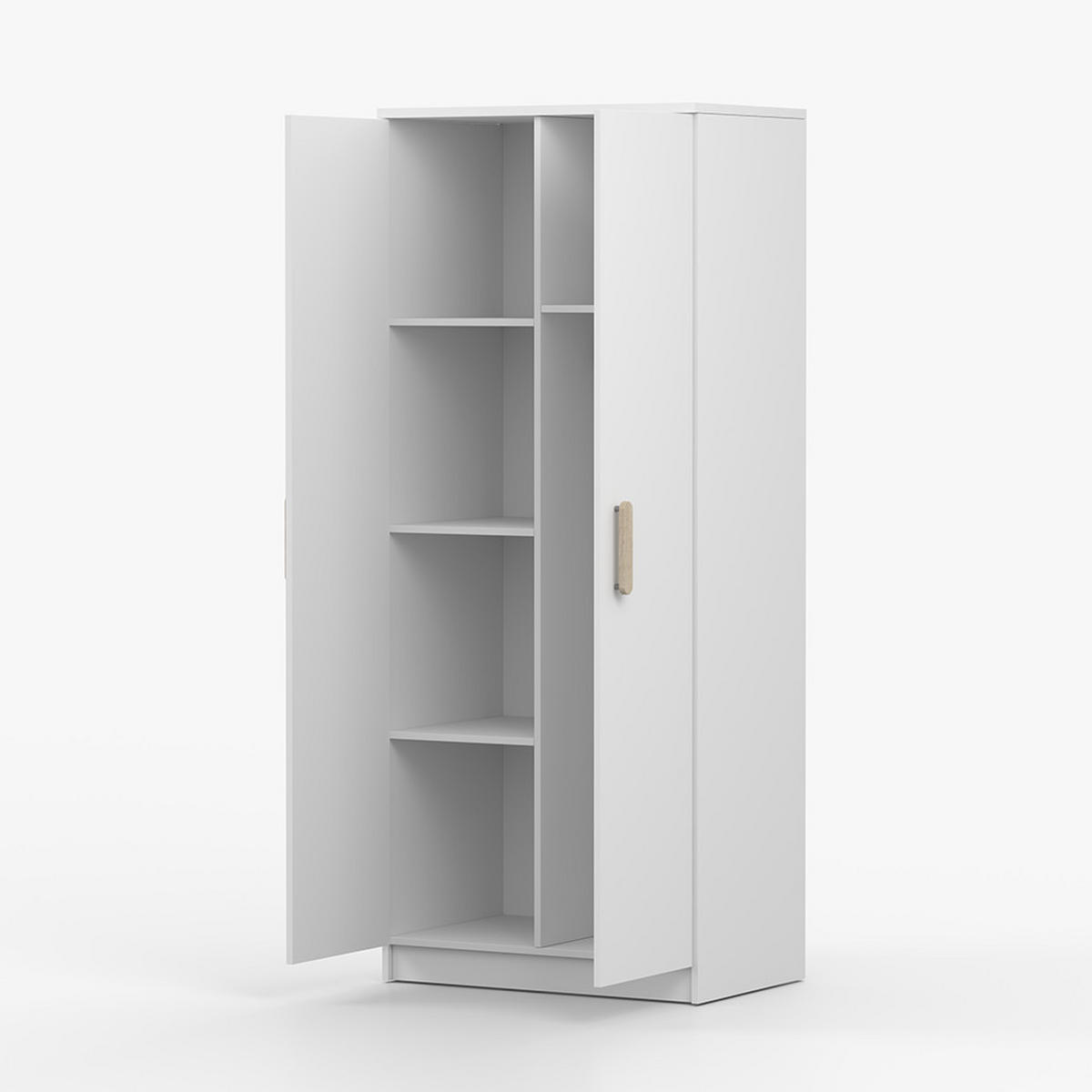 DREHTÜRENSCHRANK 80/192/50 cm 2-türig Jonas I 06 Weiß/Weiß + sonomaeichefarbene Griffe - Weiß/Sonoma Eiche, Holz/Holzwerkstoff (80/192/50cm) - imoebel24