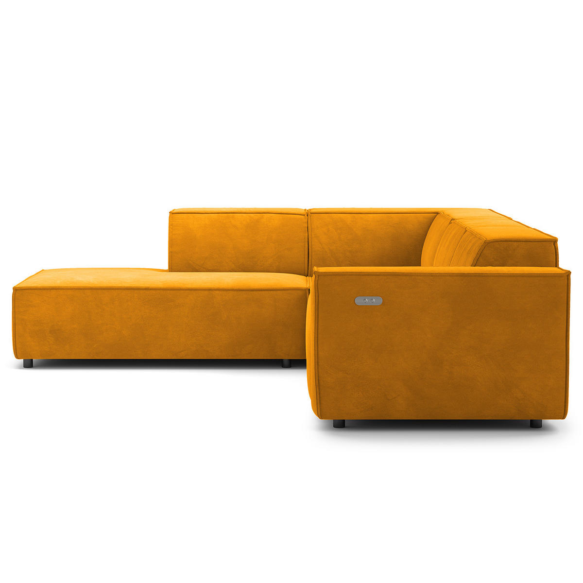 ECKSOFA mit Ottomane - Gelb/Schwarz, Kunststoff/Textil (260/234cm) - home24