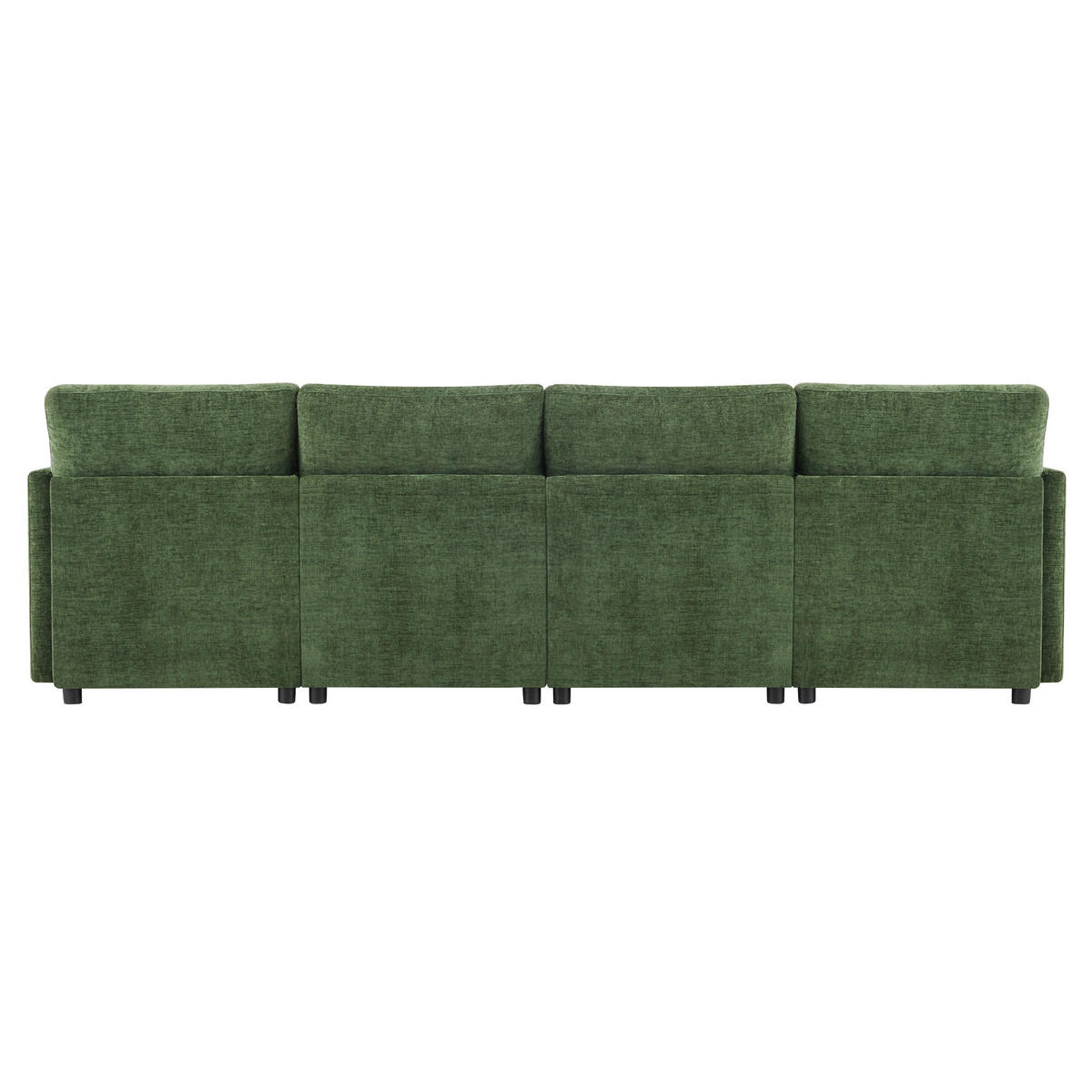 SOFA modular 278x161 cm Chenille Green mit 2 Hockern und 6 Kissen - Grün, Holzwerkstoff (161/81/278cm) - Meubliv