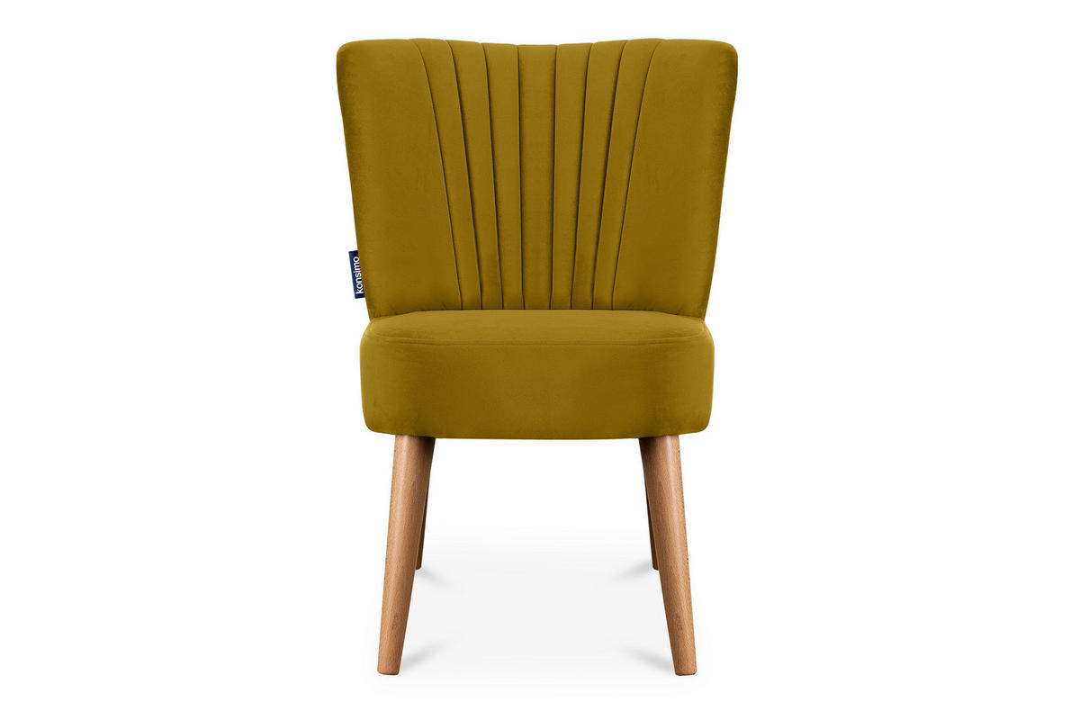 COCKTAILSESSEL DUCO auf hohen Beinen, Gelb/Eiche - Eichefarben/Gelb, Holz/Textil (63/89/65cm) - KONSIMO®