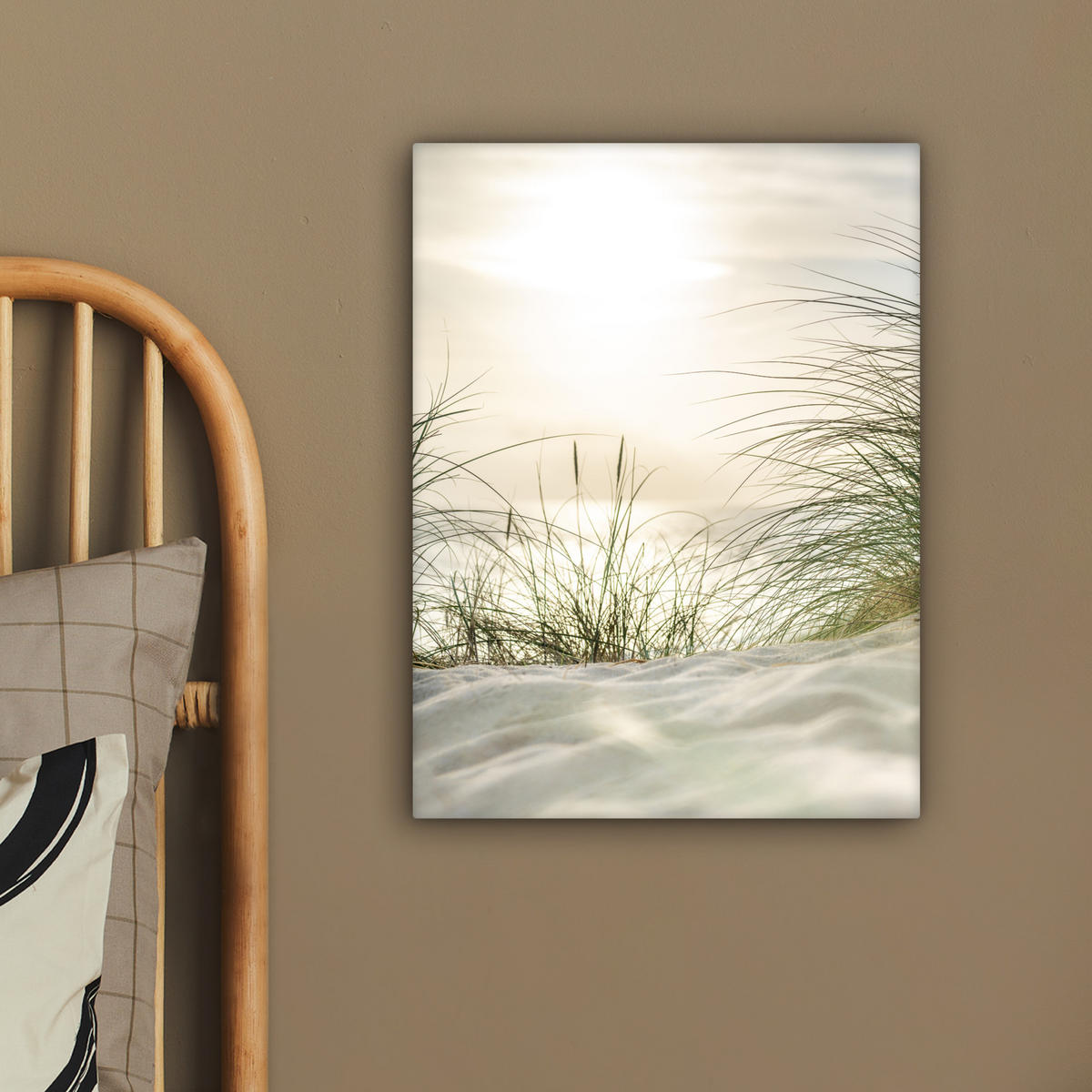 LEINWANDBILD Dünen mit Strandhafer in der Sonne des Nationalparks Schleswig-Holsteinisches Wattenmeer 30x40 cm - Creme, Textil (30/40cm) - MuchoWow
