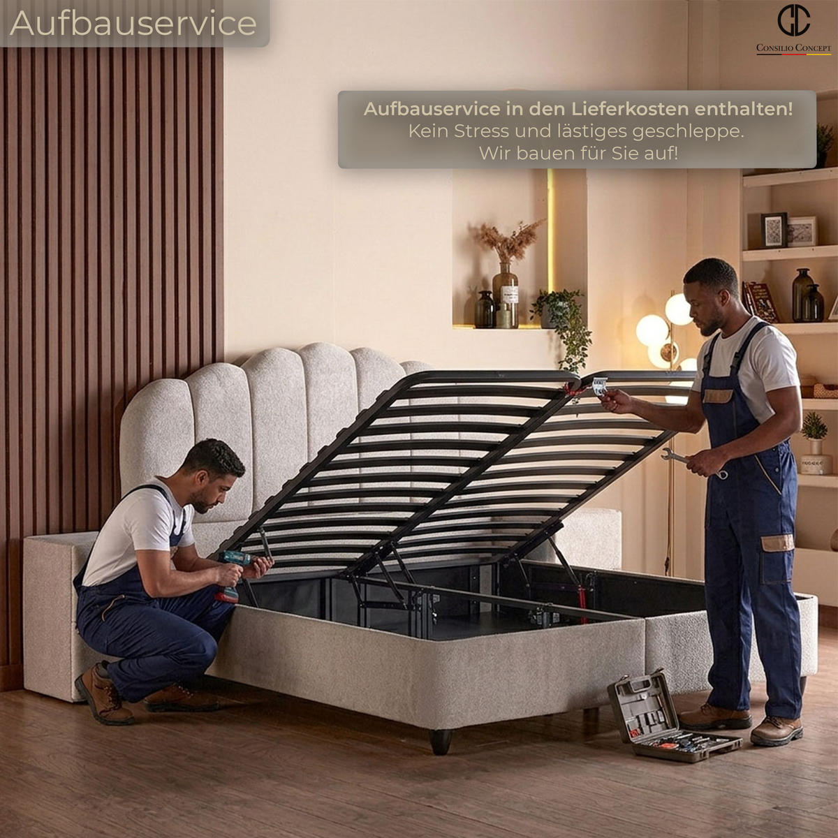 BOXSPRINGBETT MIT BETTKASTEN COMO 180/200 cm, Beige, Bettkasten, Matratze, Topper integriert, H3 mittel 7-Zonen Matratze - Beige/Schwarz, Holz/Kunststoff (180/200cm) - Consilio Concept