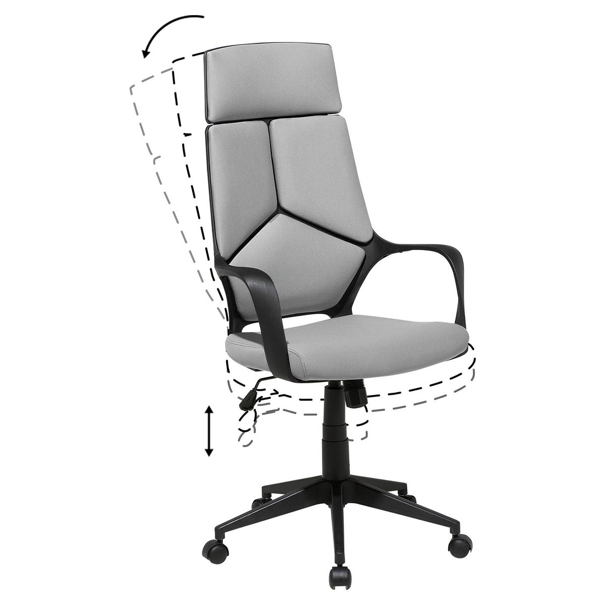 BÜROSTUHL Grau Delight - Grau, Textil (64/116/64cm) - Beliani