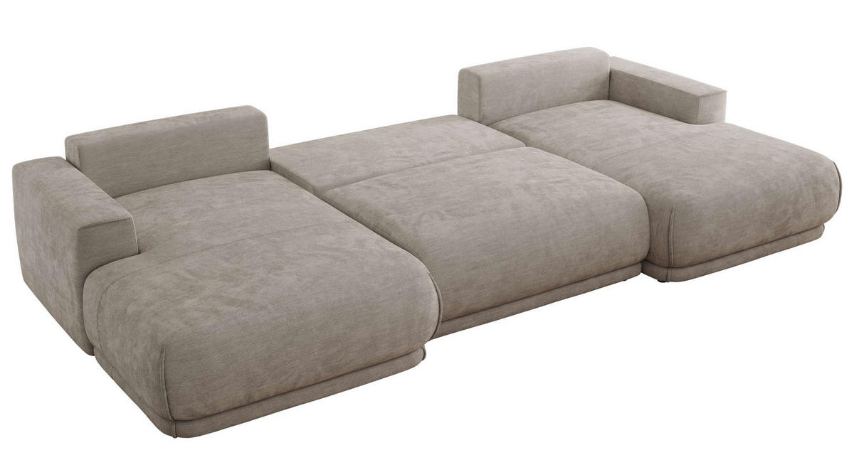 SEDACIA SÚPRAVA RINA U Svetlosivá Hladký ženil - čierna/svetlosivá, textil/plast (360/85/170cm) - MKS