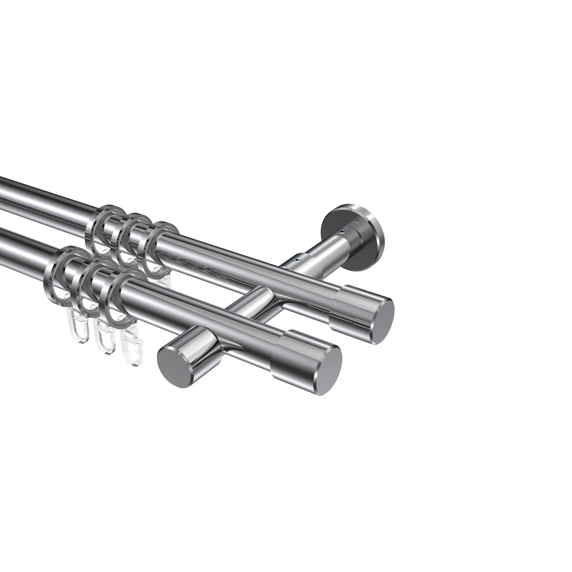 GARDINENSTANGEN-SET Prestige Santo 100 cm, 2-läufig, 20 mm Ø Chrom - Chromfarben, Metall (100cm) - INTERDECO