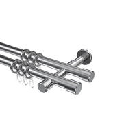 GARDINENSTANGEN-SET Prestige Santo 120 cm, 2-läufig, 20 mm Ø Chrom - Chromfarben, Metall (120cm) - INTERDECO