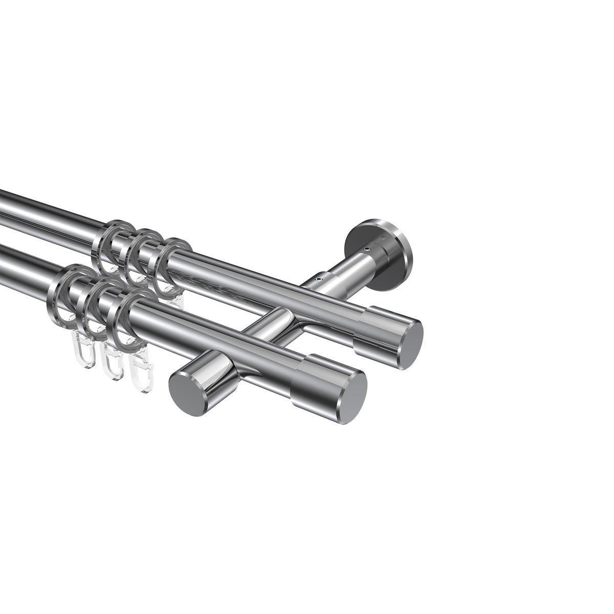 GARDINENSTANGEN-SET Prestige Santo 120 cm, 2-läufig, 20 mm Ø Chrom - Chromfarben, Metall (120cm) - INTERDECO
