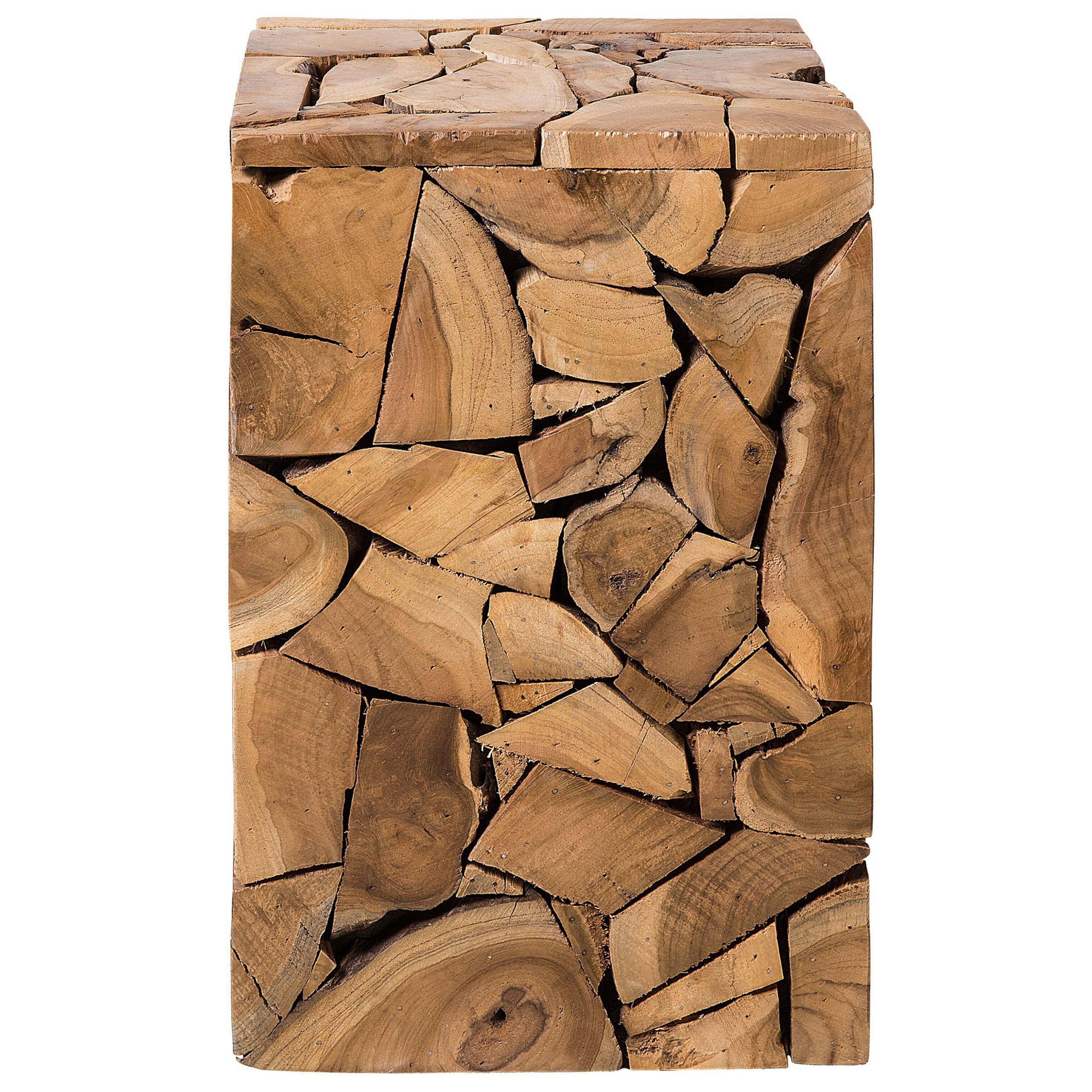 BEISTELLTISCH Teakholz hellbraun quadratisch 30/30 cm Nelson - Hellbraun, Holz (30/30/45cm) - Beliani