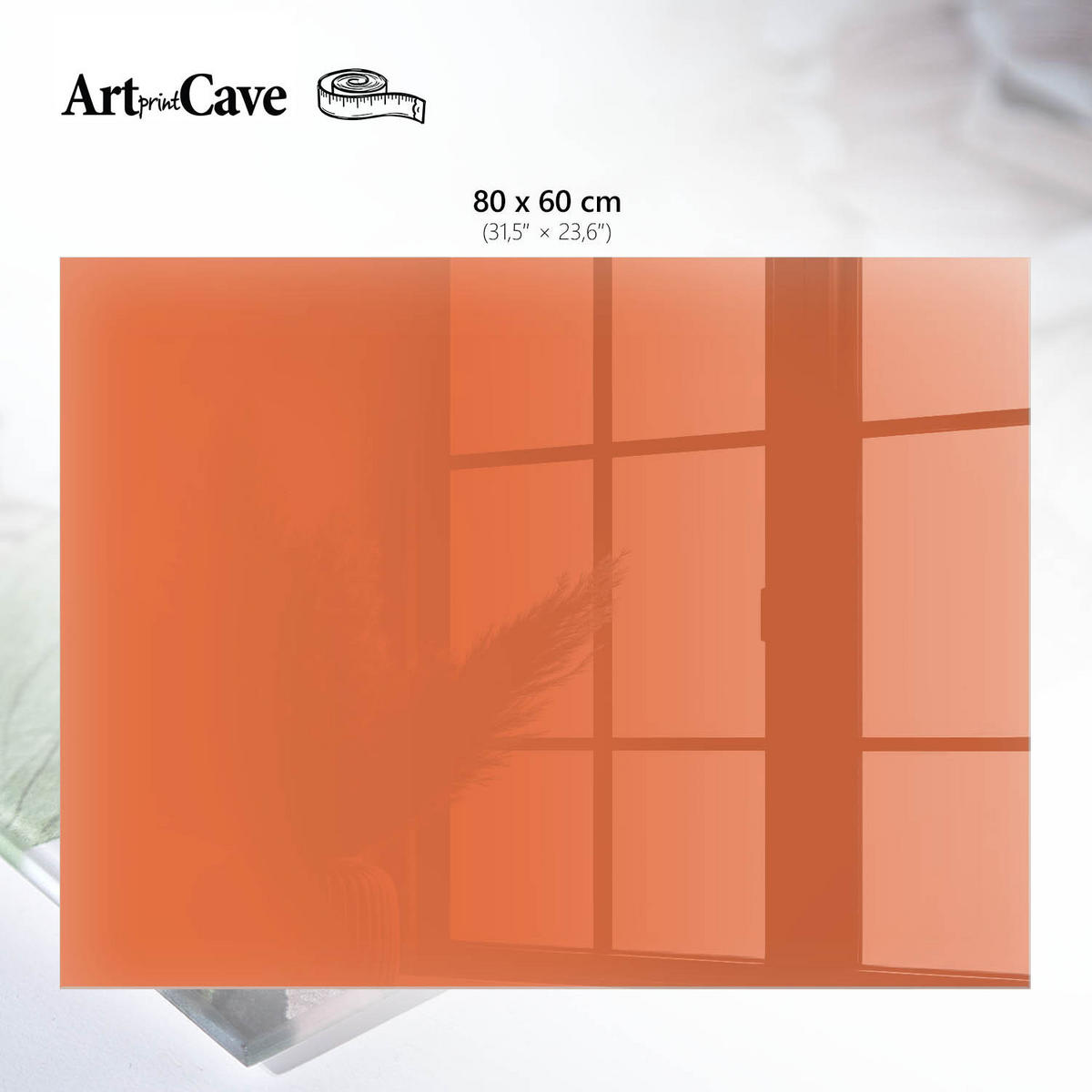 GLASPLATTE 80x60 cm – Kräftiges Orange - Blau, Glas (0.4/80/60cm) - ArtPrintCave