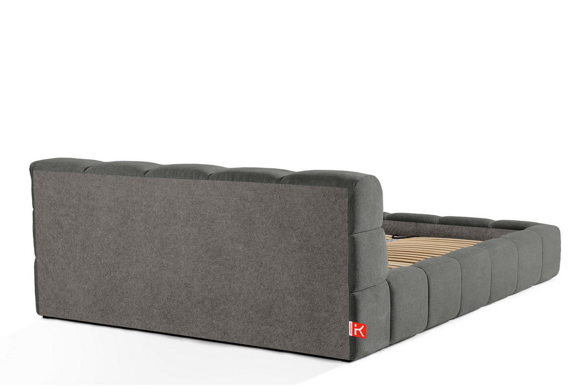 POLSTERBETT AERI 140/160/180/200 mit Rahmen und Bettkasten, grau - Grau, Holz/Holzwerkstoff (180/200cm) - KONSIMO®