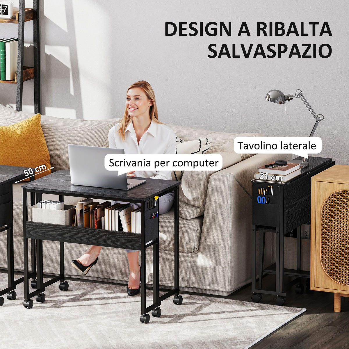 BÜROTISCH Schwarz 1 Stück - Schwarz, Holzwerkstoff (50/80/75cm) - GiPP