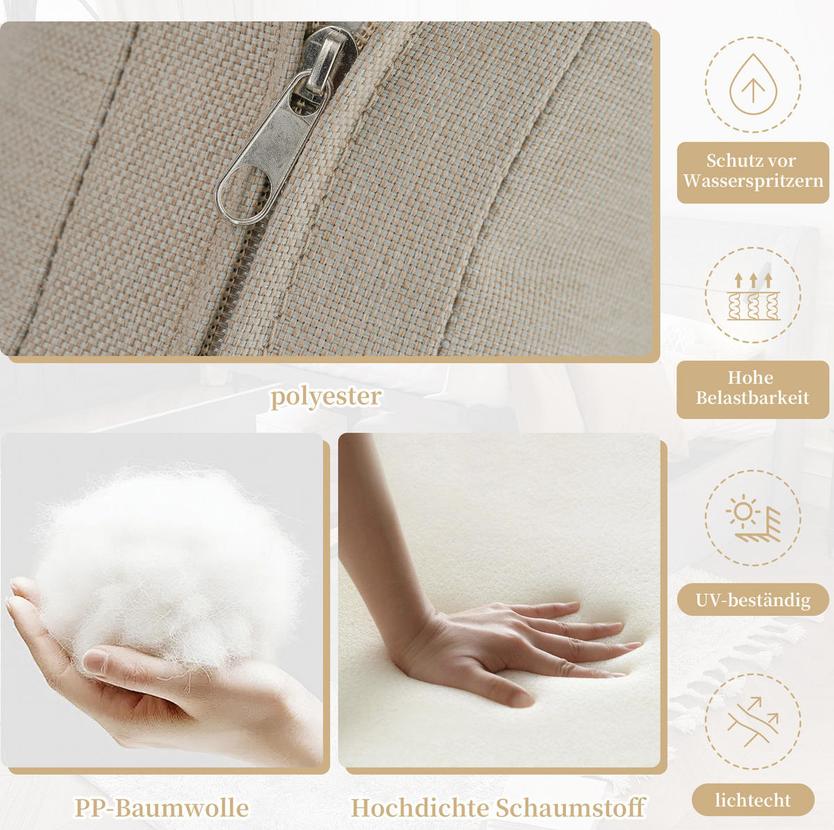 GARTENMÖBEL-SET mit Ecksofa, Couchtisch, Seilgeflecht und Glasplatte, Beige - Beige, Metall - Redom