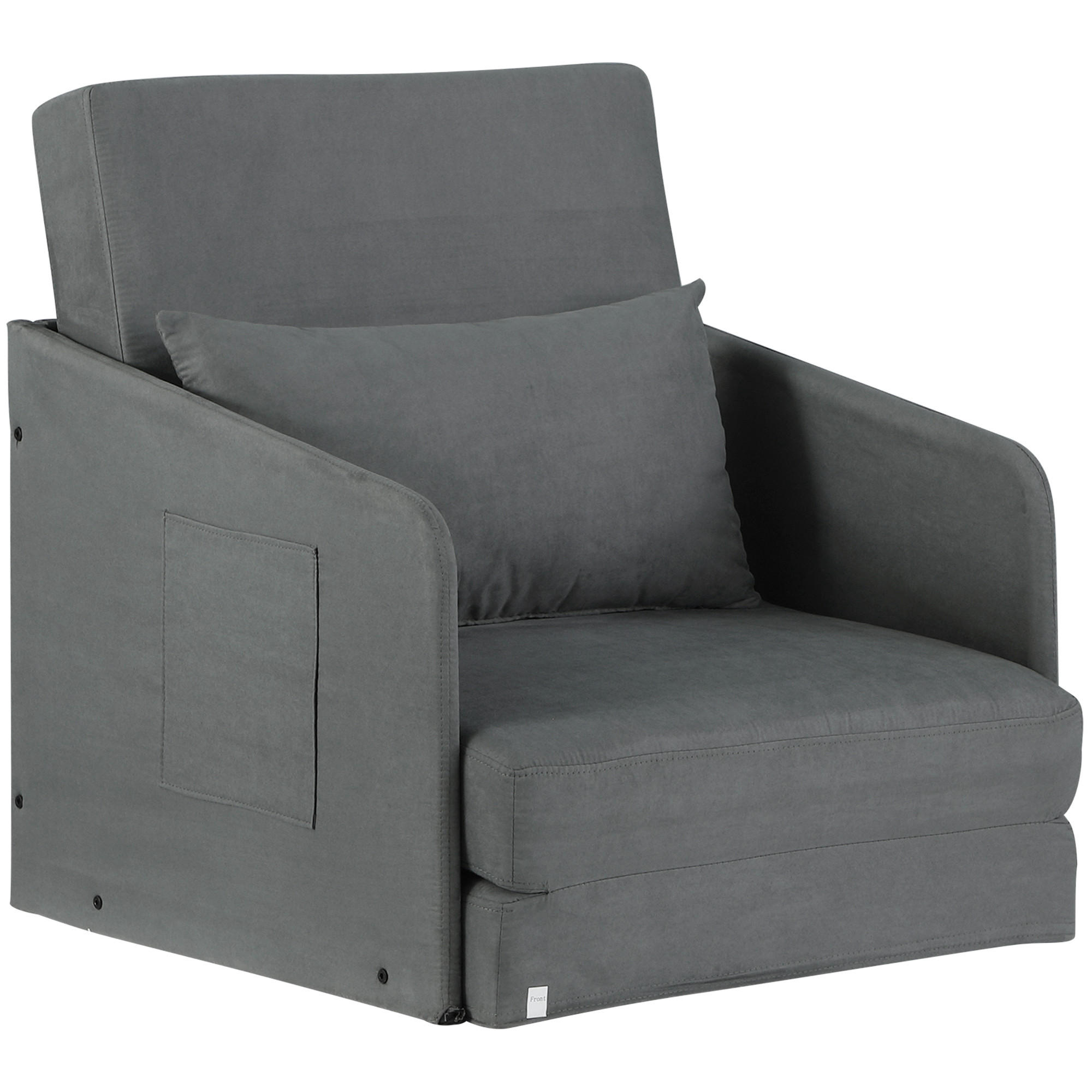 SCHLAFSESSEL Wildlederimitat Metall Grau - Grau, Kunststoff (76/77/70cm) - HOMCOM