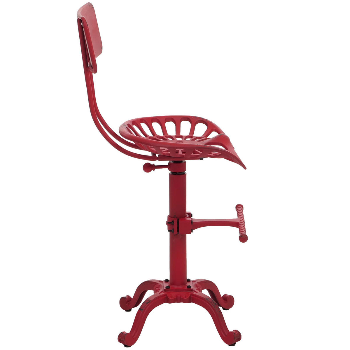 BARHOCKER Sitzhöhe 50-64cm höhenverstellbar drehbar Fußablage Metall Rot - Rot, Metall (44/89/36cm) - PROREGAL