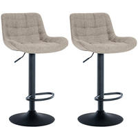 BARHOCKER 2er Set Stoff taupe - Taupe/Schwarz, Textil/Metall (48/81/54cm) - CLP