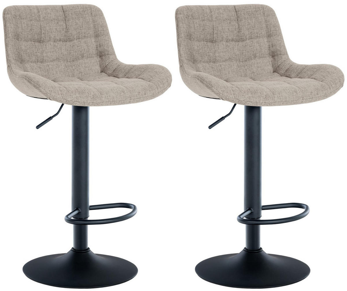BARHOCKER 2er Set Stoff taupe - Taupe/Schwarz, Textil/Metall (48/81/54cm) - CLP